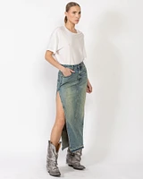 Side Slit Denim Skirt