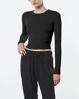 Rib Crop Long Sleeve Shirt