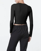 Rib Crop Long Sleeve Shirt