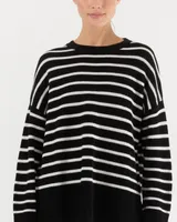 Oversized Stripe Crewneck Sweater