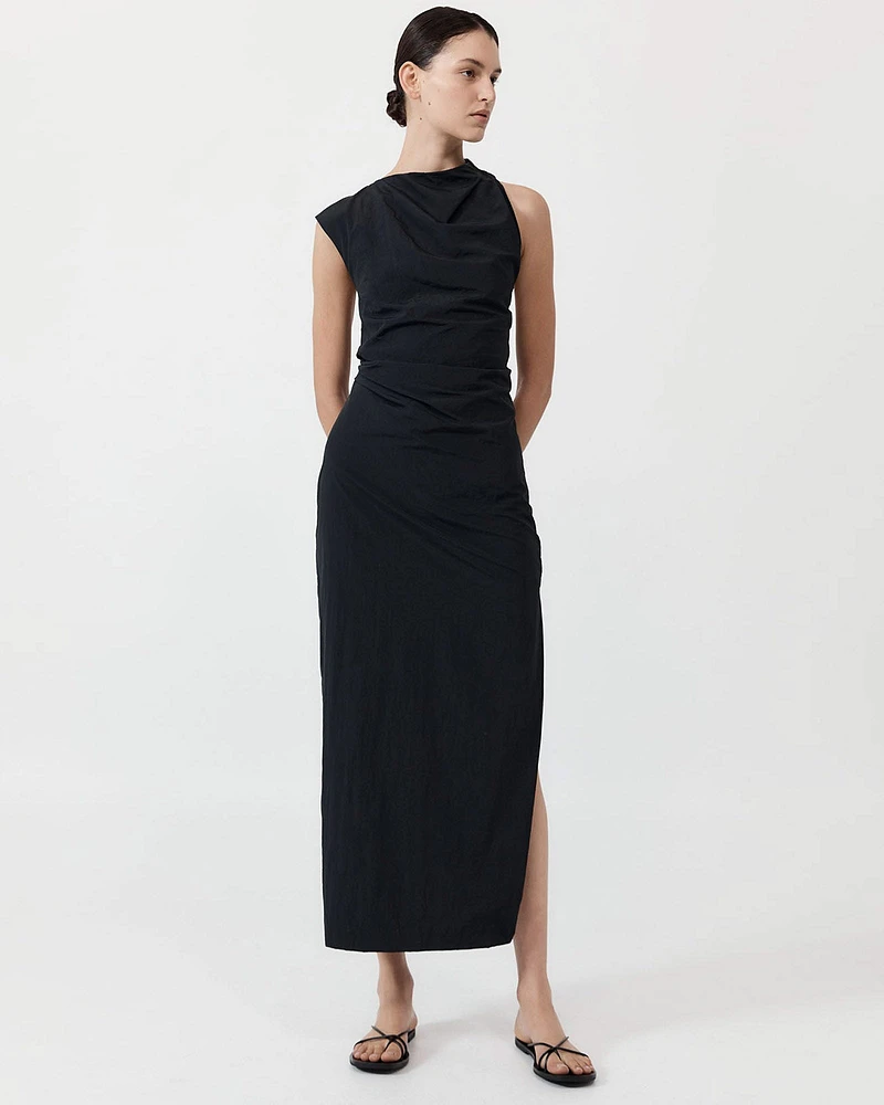 Asymmetrical Tuck Dress