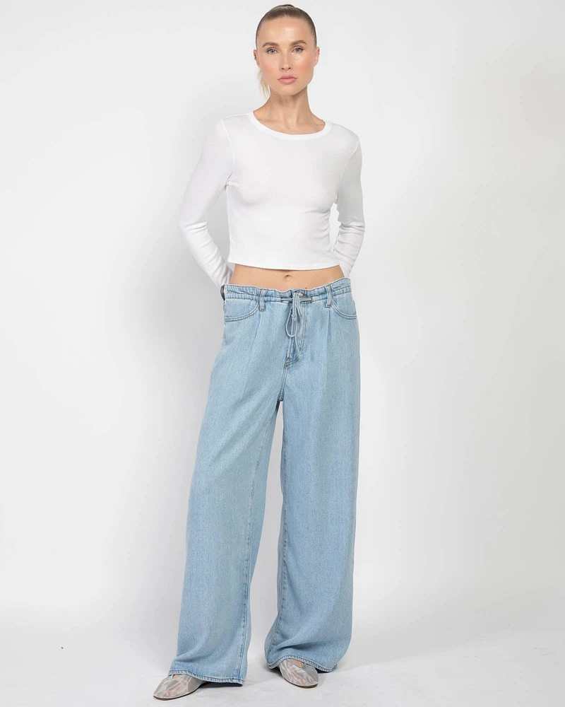 Drawstring Wide Leg Jeans