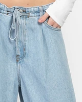 Drawstring Wide Leg Jeans