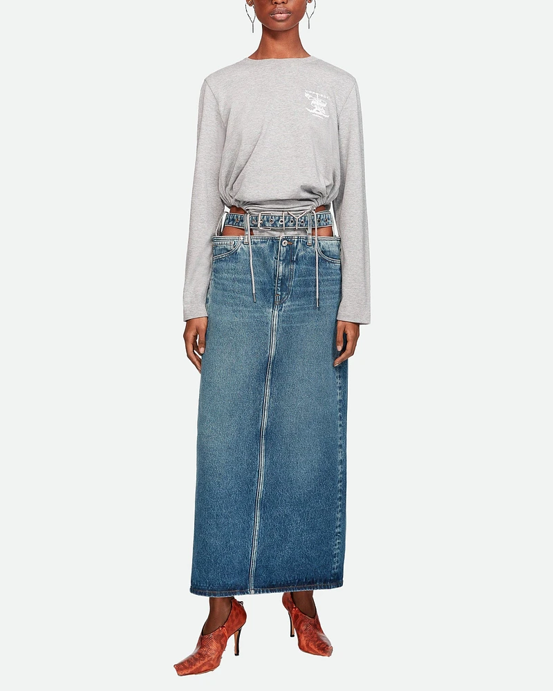 Y Belt Denim Skirt