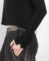 Lace Up Mock Neck Sweater