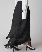 Fringe Wrap A-Line Skirt