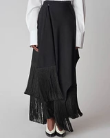 Fringe Wrap A-Line Skirt