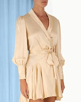 Silk Wrap Mini Dress