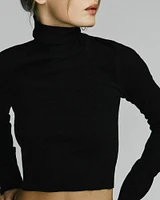 Cropped Fitted Turtleneck Top