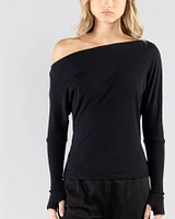 Cuff Off Shoulder Long Sleeve Top