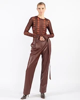 Faux Leather Belt Pants