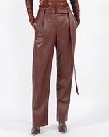 Faux Leather Belt Pants