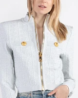 Monogram Zipper Cardigan