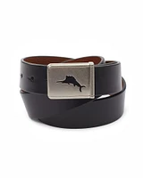 Leather Belt with Plaque Buckle