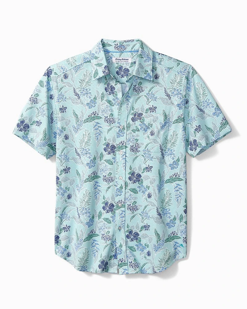 Big & Tall San Lucio Aqua Isles IslandZone® Stretch Camp Shirt