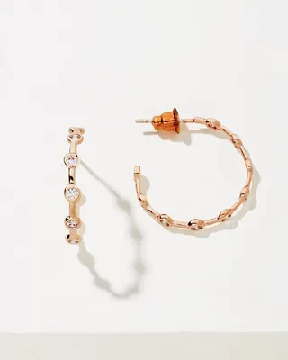 Rose Gold Medium Crystal Hoop Earrings