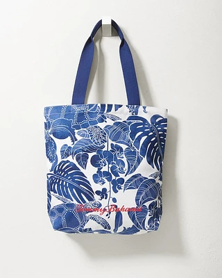 Botanical Palm Print Canvas Tote