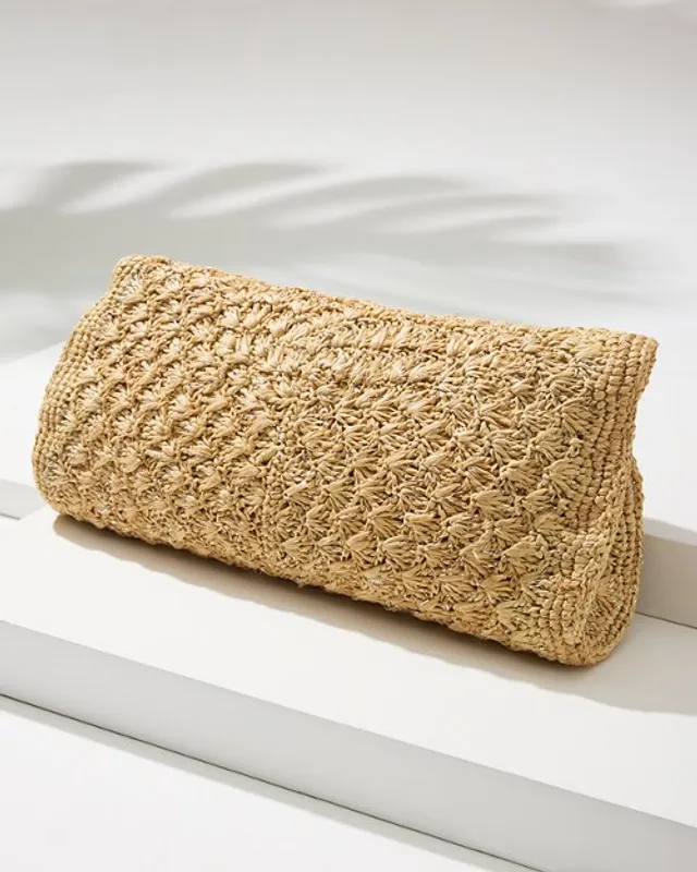 Islamora Lux Crocheted Raffia Clutch