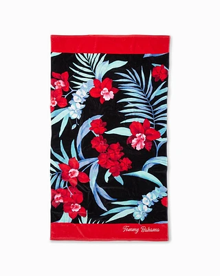 Midnight Orchid Beach Towel