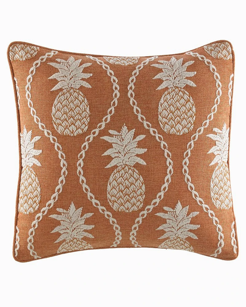 Batik Pineapple Burnt Coral Throw Pillow