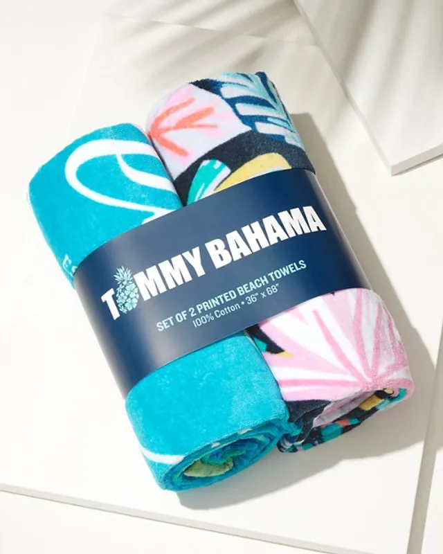 Tommy Bahama Blossoms & Stripe Beach Towels - Set of 2