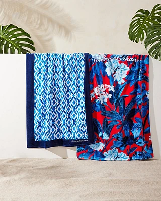 Faraway Blooms & Pool Tide Beach Towels - Set of 2