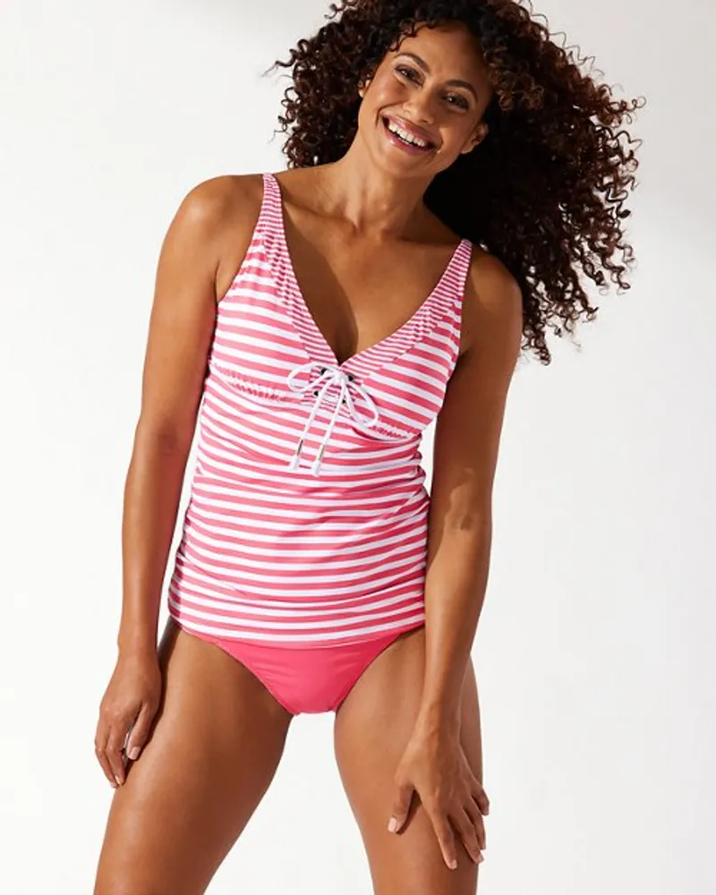 Tommy Bahama Breaker Bay Stripe Over The Shoulder Tankini Top Pacific City
