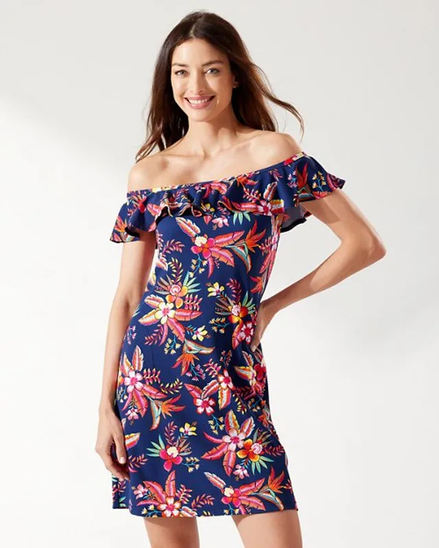 Tommy Bahama Island Cays Floral Print Off-the-Shoulder Swim Cover Up Dress