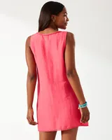 St. Lucia Linen-Blend Split-Neck Dress