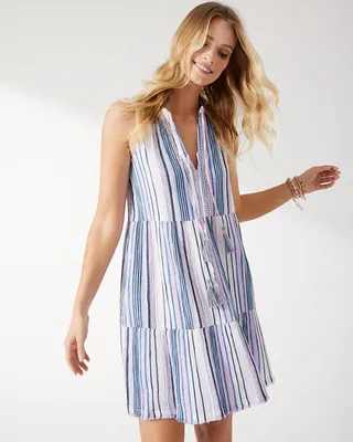 Mykonos Gauze Stripe Tiered Dress