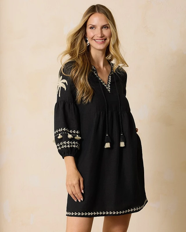 Tommy Bahama St. Lucia Linen-Blend Palm Embroidered Dress | Pacific City Tommy Bahama St. Lucia Linen-Blend Palm Embroidered Dress | Pacific City