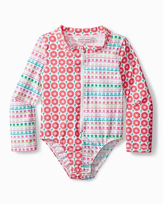 Baby Mixed Floral One-Piece Rash Guard Swimsuit