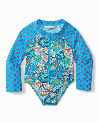 Baby Paisley One-Piece Rash Guard Swimsuit