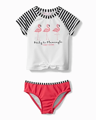 Toddler Flamingo Fun Rash Guard Swim Set