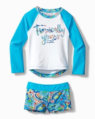 Little Girls' Tropically Yours Rash Guard Swim Set