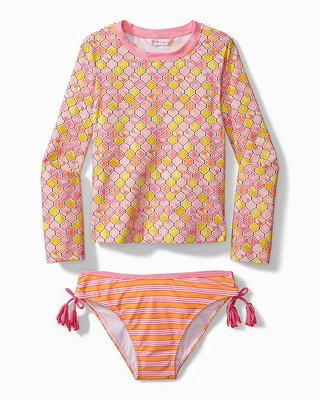 Big Girls' Geo Rash Guard Swim Set