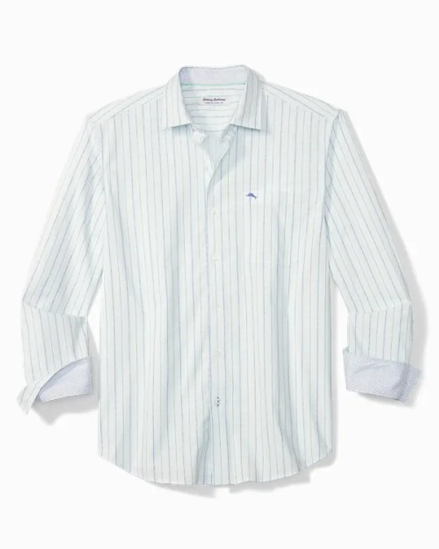 Tommy Bahama Men's Big & Tall Sarasota Stretch Ventura IslandZone Stripe Shirt - Silvery Blue - Size 2XLT