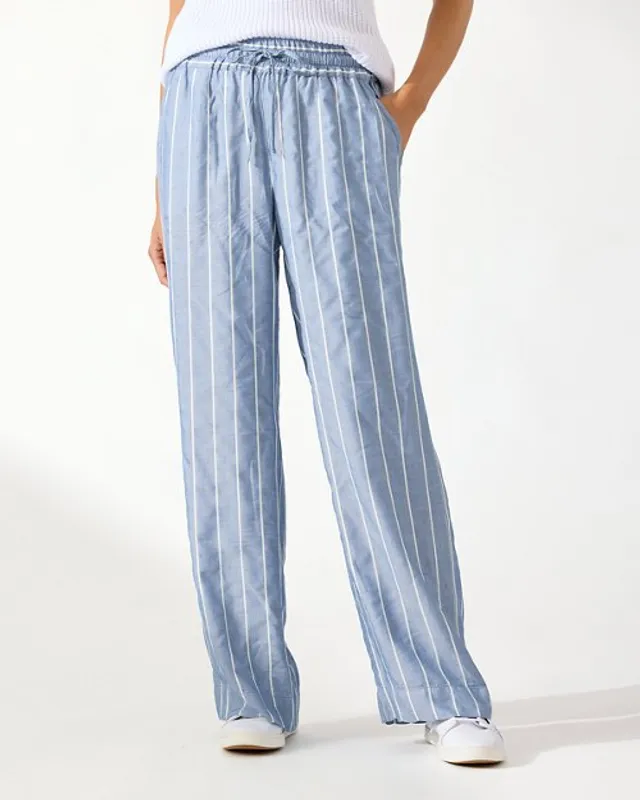 Tommy Bahama Chambray All Day Chalk Stripe High-Rise Easy Pants