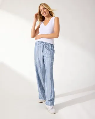 Chambray All Day Chalk Stripe High-Rise Easy Pants