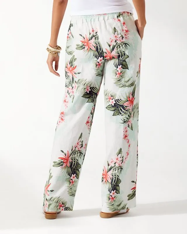 Tommy Bahama Floral Flirtini Two Palms High-Rise Linen Easy Pants