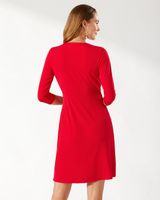 Clara Carmela 3/4-Sleeve Faux Wrap Dress