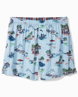 Big & Tall Blue Island Scenery Boxers