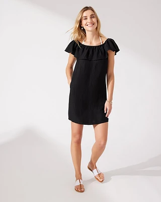 St. Lucia Linen-Blend Off-the-Shoulder Coverup Dress