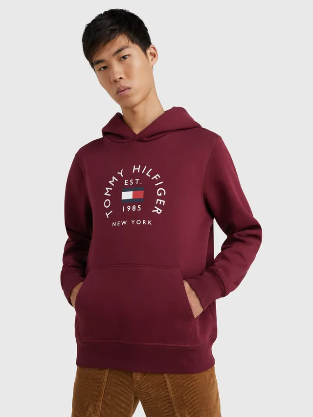 TOMMY HILFIGER Sudadera con capucha para hombre con logotipo de Tommy  bordado de forro polar icónico colección 2024