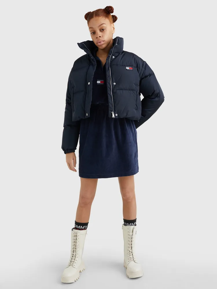  Tommy Hilfiger Chaqueta acolchada para mujer, Blanco  brillante/azul marino : Ropa, Zapatos y Joyería