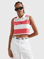 Polo de rayas y corte cropped sin mangas mujer Tommy Jeans