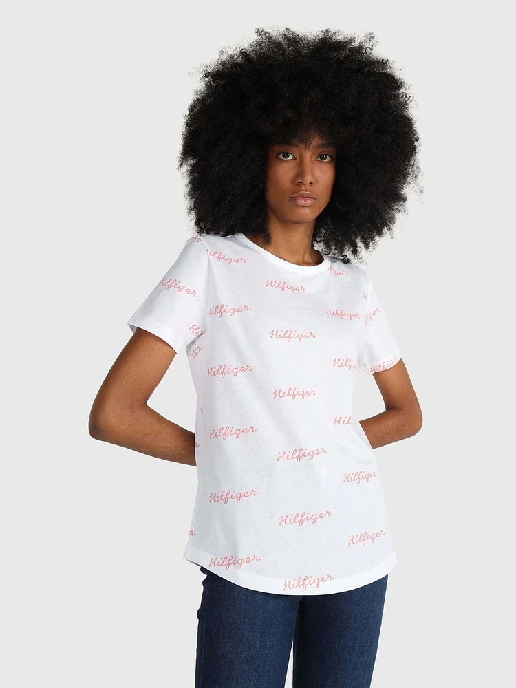 Playera con monograma estampado de mujer Tommy Hilfiger