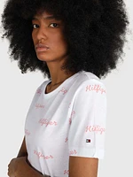 Playera con monograma estampado de mujer Tommy Hilfiger