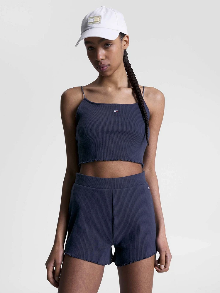 Crop top acanalado de punto pointelle mujer Tommy Jeans