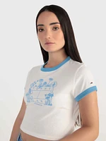 Playera ajustada con logo homegrown de mujer Tommy Jeans